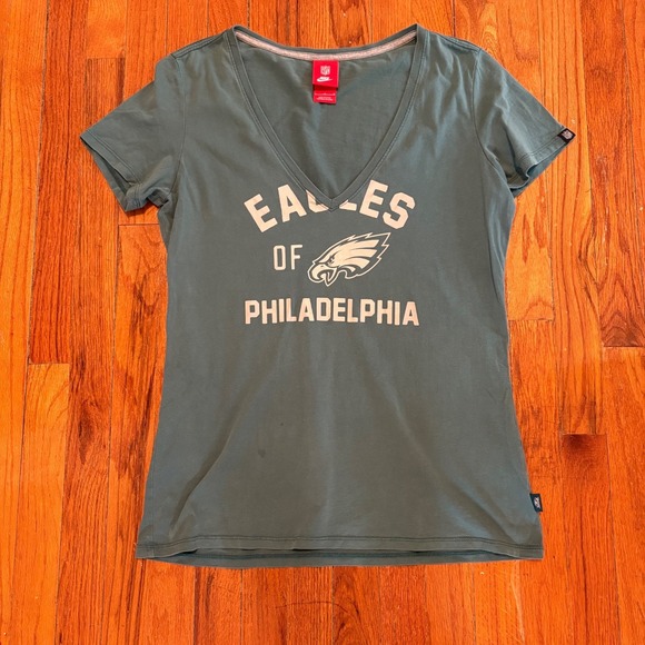 NFL Nike Womens Large Philadelphia Eagles V Neck Short Sleeve Green - Picture 1 of 9